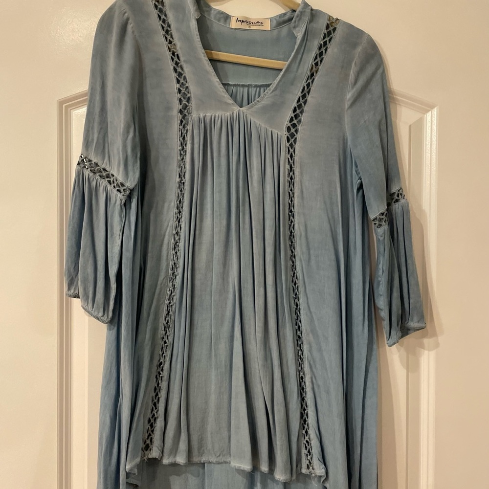 Chambray blue quarter sleeve tunic